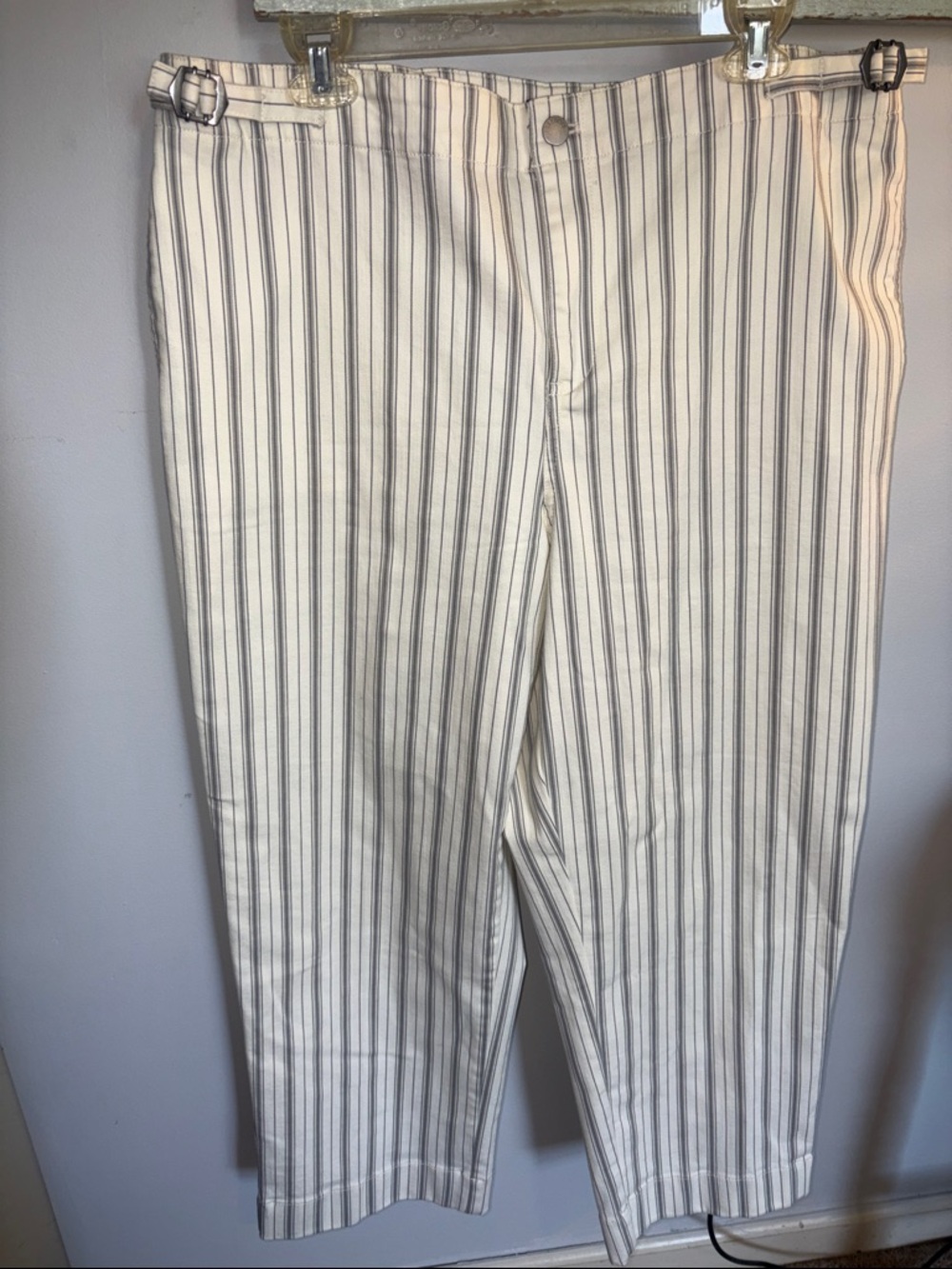 size 16 Talbots Cream and Gray Striped pants